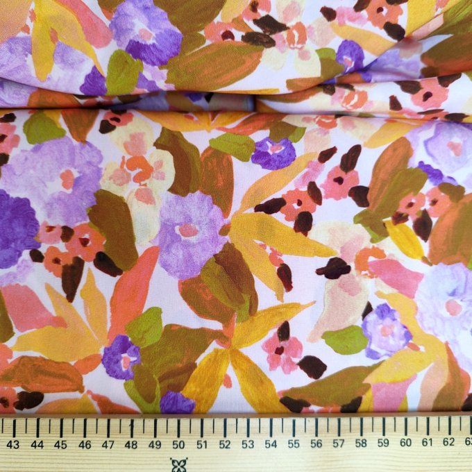 Viscose Florale Lilas - par 10 cm 