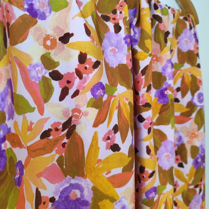 Viscose Florale Lilas - par 10 cm 