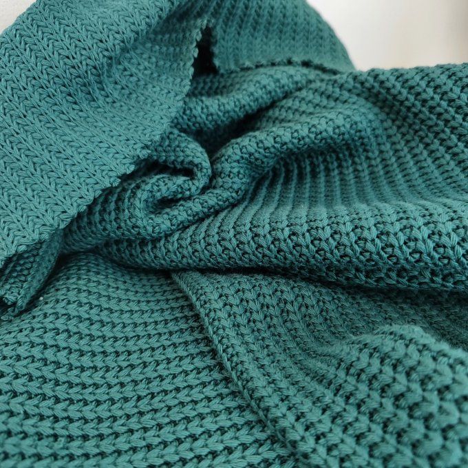 Maille Tricot Chunky Vert Fougère- Coupon  80 cm