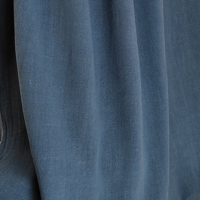 Viscose Lin Texturée Bleu Denim - par 10 cm  