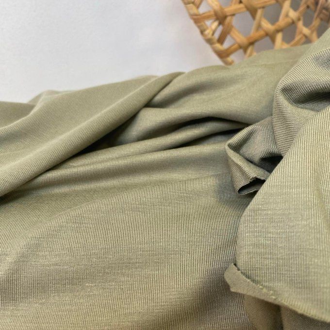 Jersey de Bambou Olive - par 10 cm
