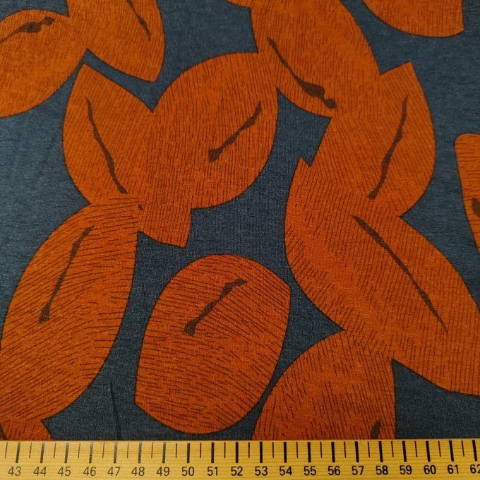 Jersey de Viscose Grain de Café Bleu Acier - Coupon 1m