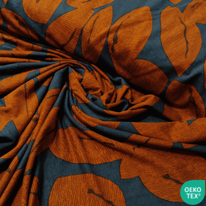 Jersey de Viscose Grain de Café Bleu Acier - Coupon 1m