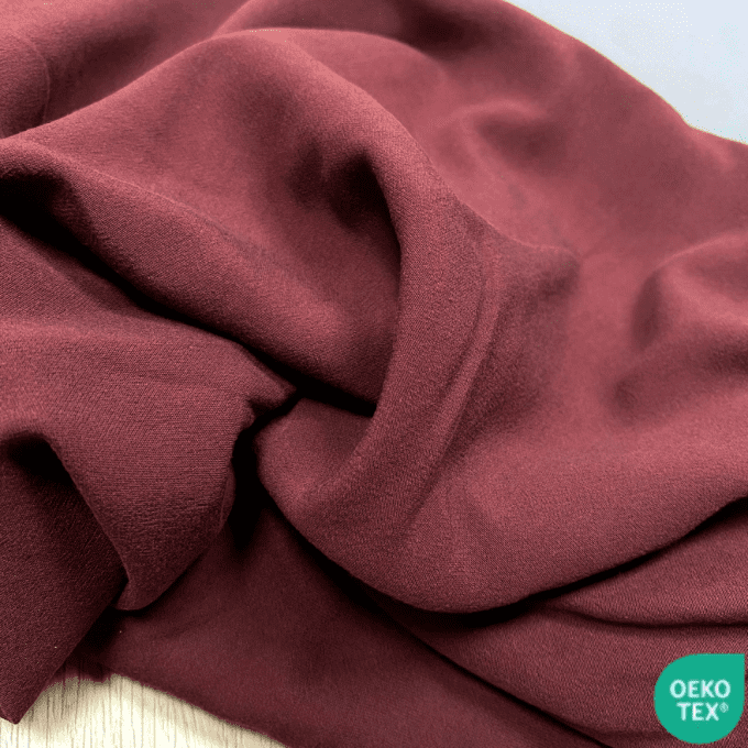 Crêpe Viscose Mat et Doux Bordeaux- par 10 cm