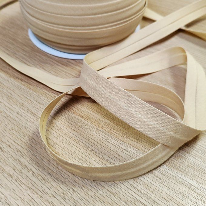 Biais Replié Polycoton Beige - le mètre 