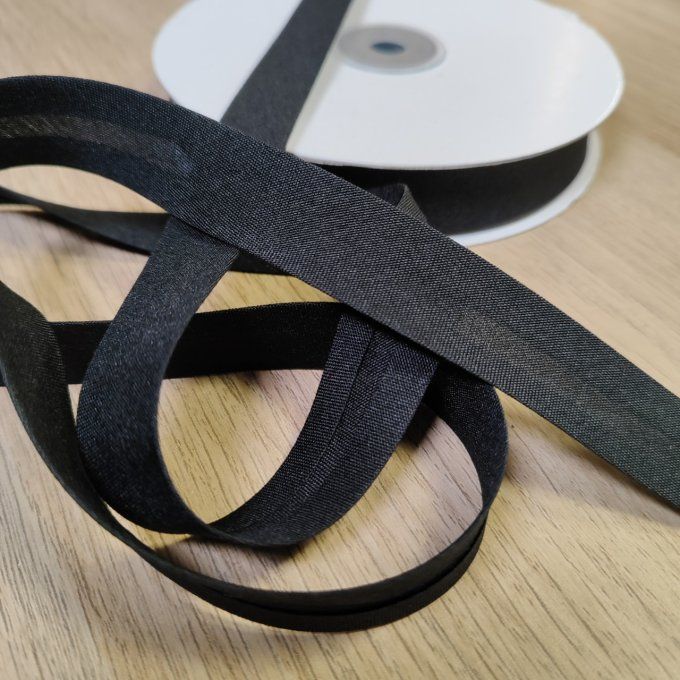Biais Replié Polycoton Noir - le mètre 
