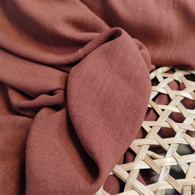 Viscose Lin Texturée Brique  - par 10 cm 