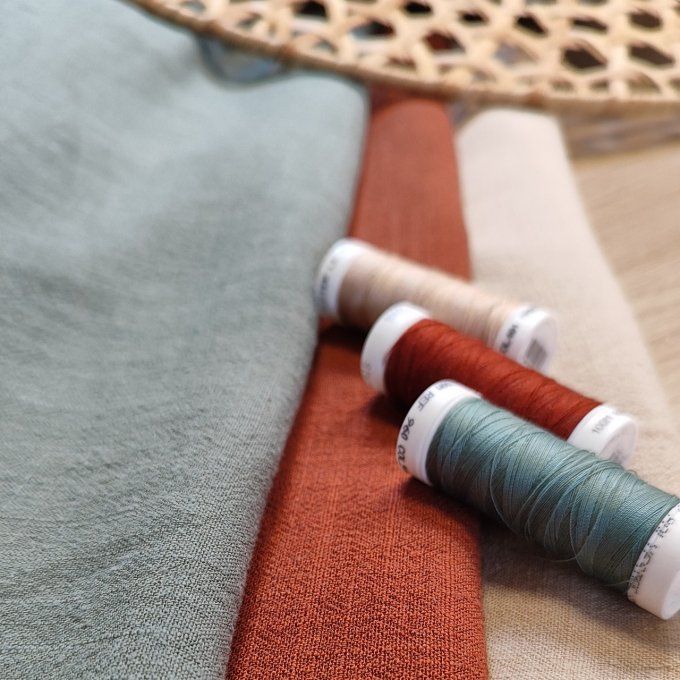 Viscose Lin Texturée Brique  - par 10 cm 