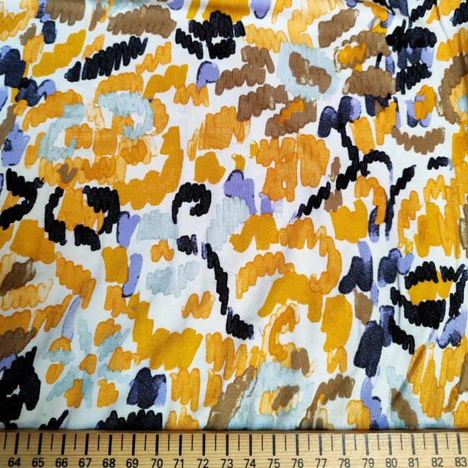 Jersey de Viscose Abstrait Ocre - par 10 cm
