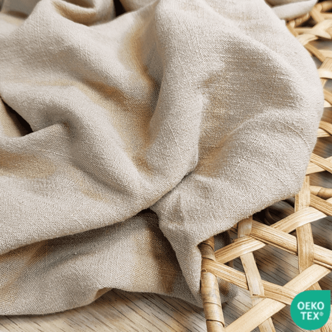 Viscose Lin Texturée Beige - par 10 cm 