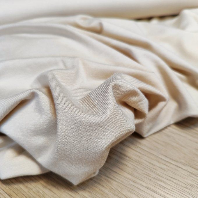 Jersey de Bambou Beige - par 10 cm 