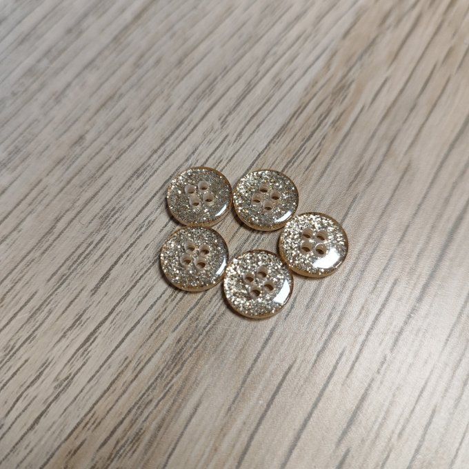Bouton Résine Pailleté Doré - 11mm
