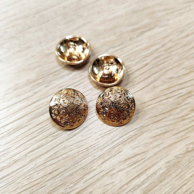 Boutons Décoratifs Creux Métal Doré - 15 mm