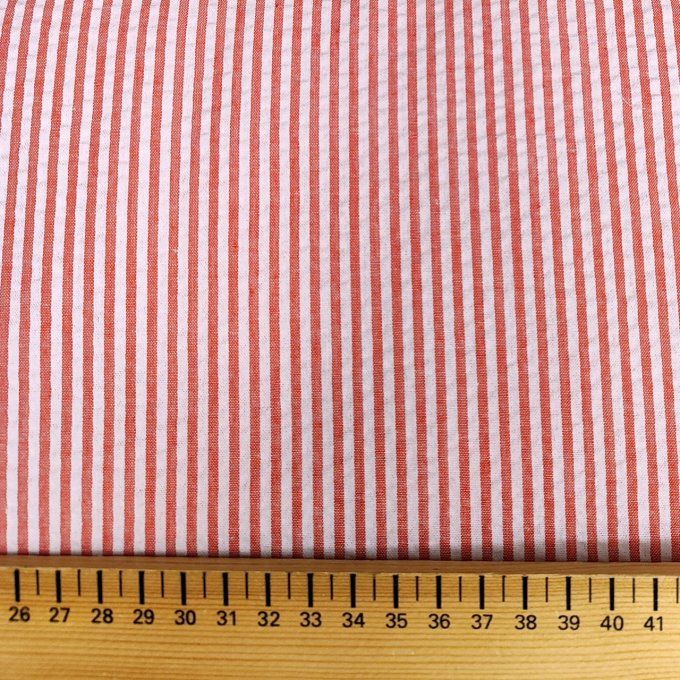Seercucker Rayures Rouge - par 10cm  