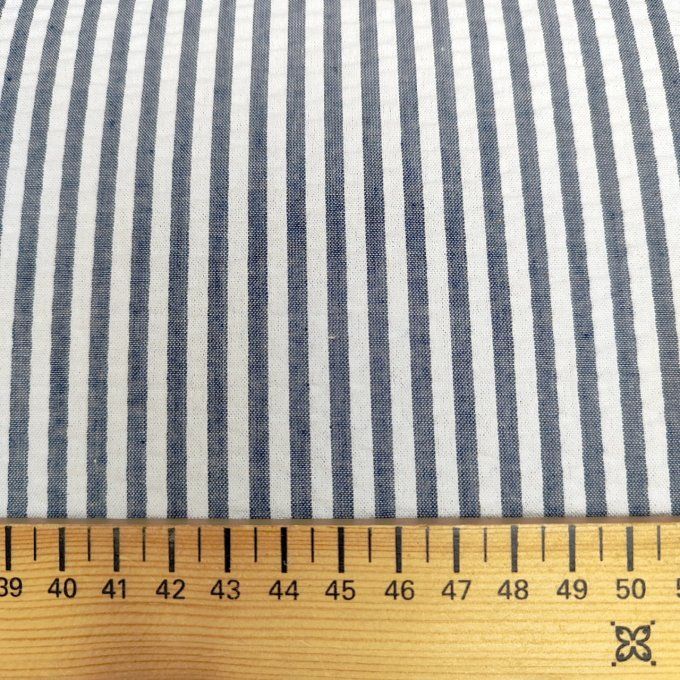 Seercucker Rayures Bleues - par 10cm 