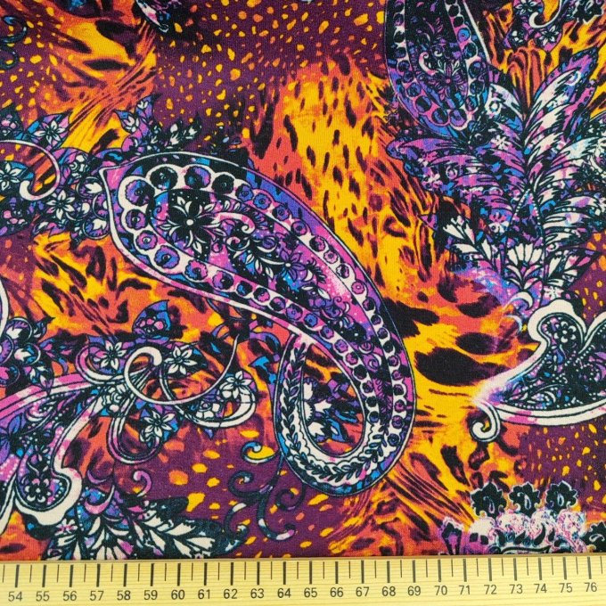 Jersey de Viscose Cachemire Fuschia - Coupon 1 m
