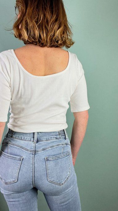 Jersey Fines Côtes  Rayure Denim - par 10 cm 