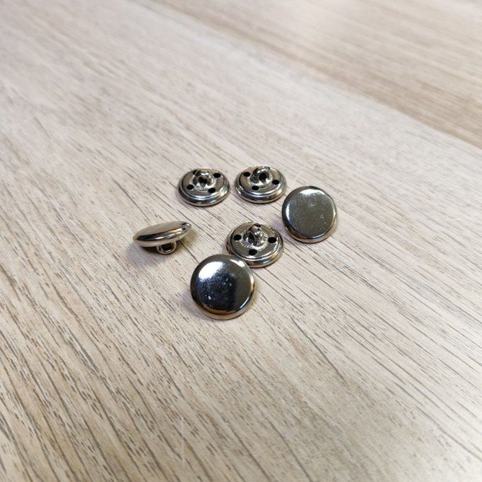 Boutons Métal Argent- 15 mm 