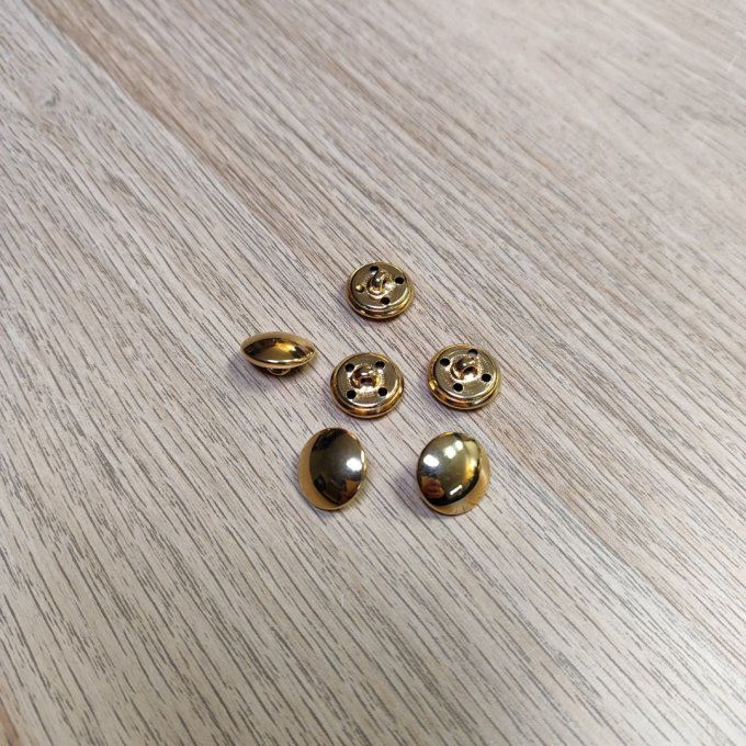 Boutons Métal Doré - 15 mm