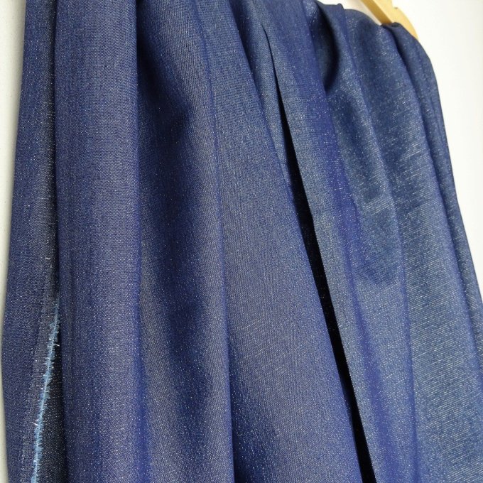 Chambray Bleu Pailleté - par 10 cm