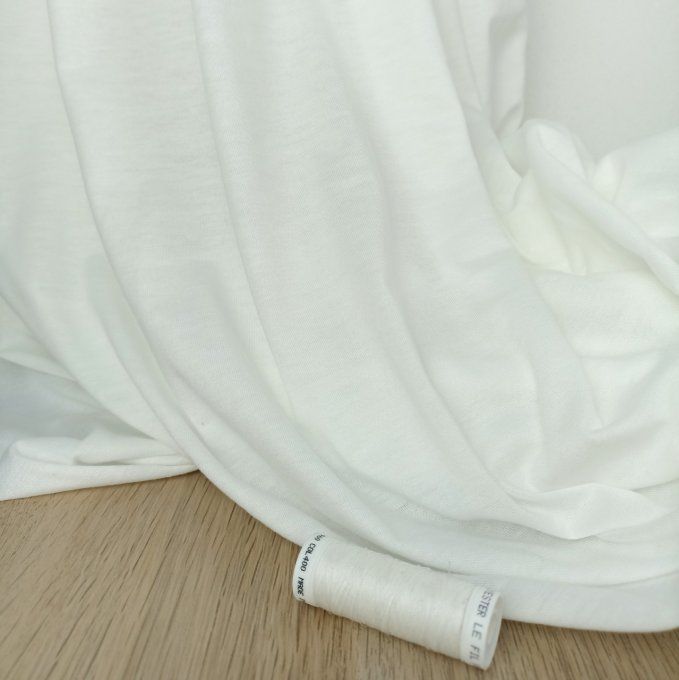 Jersey de Viscose Blanc Cassé - par 10 cm