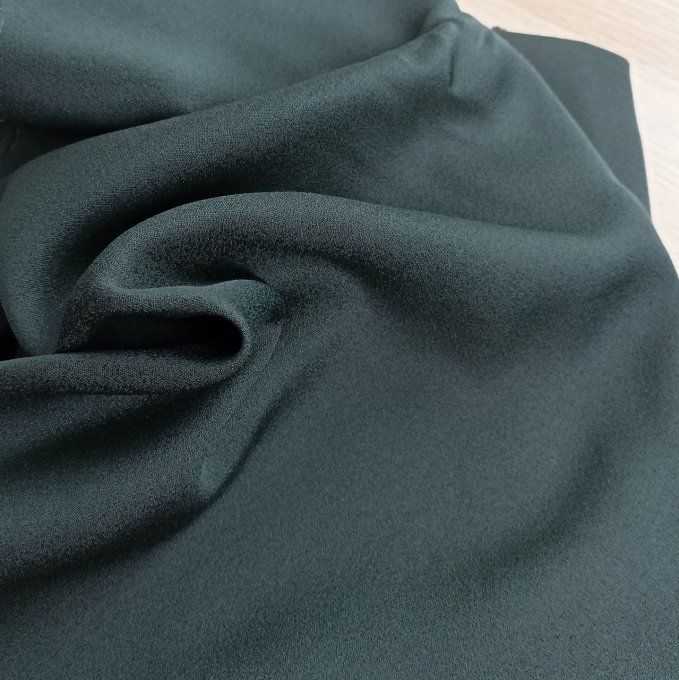 Crêpe de Polyester Lourd Vert Bouteille - Coupon de 1.50m