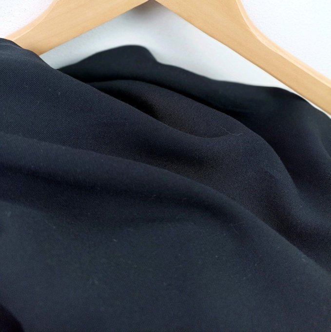 Twill de viscose uni Noir - Coupon 1.10m