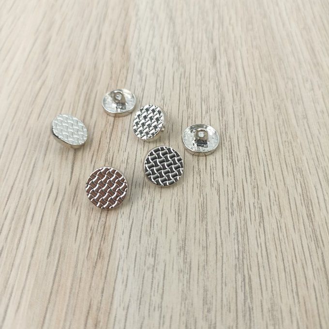 Boutons Décoratifs Géométriques Métal Argent - 12 mm 