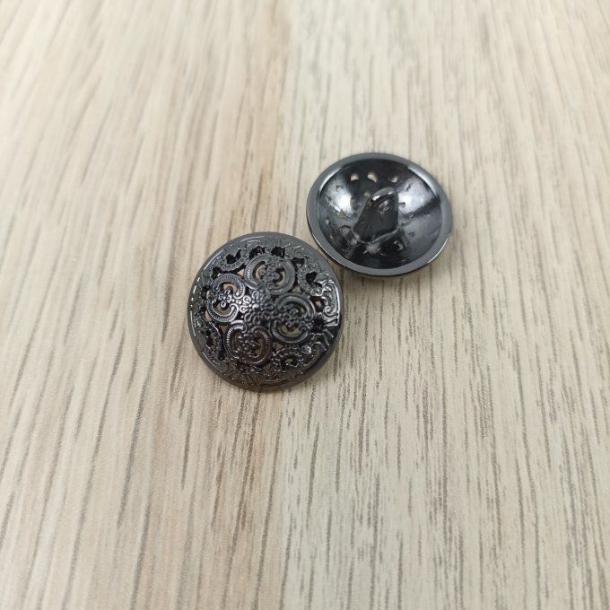 Boutons Décoratifs Creux Métal Noir - 20 mm 