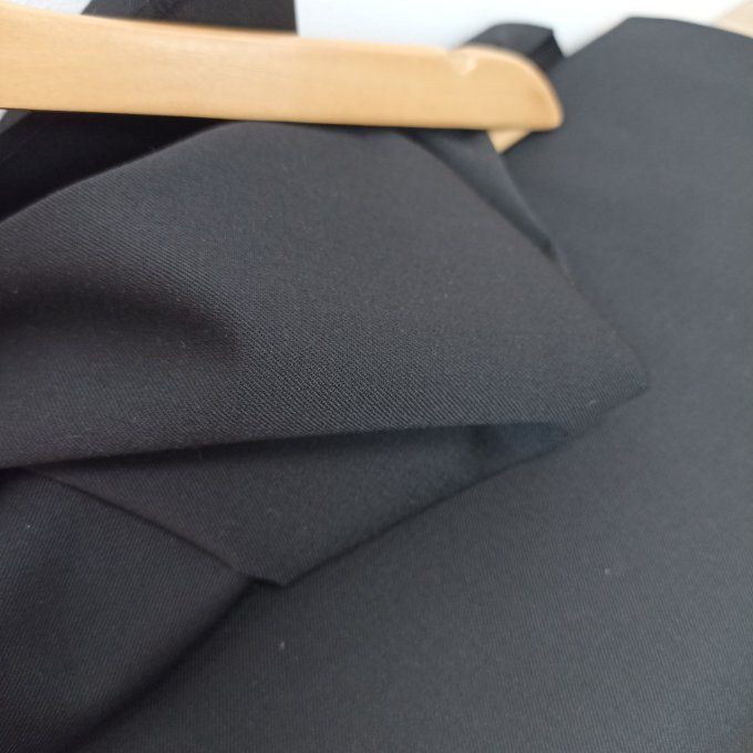 Twill de laine et polyester Noir - par 10 cm 