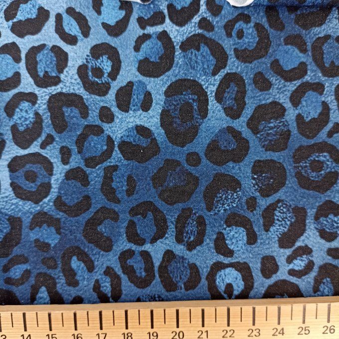 Jersey de Viscose Léopard Bleu - par 10 cm
