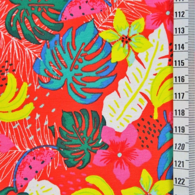 Jersey de Coton Hawaï Corail - par 10 cm