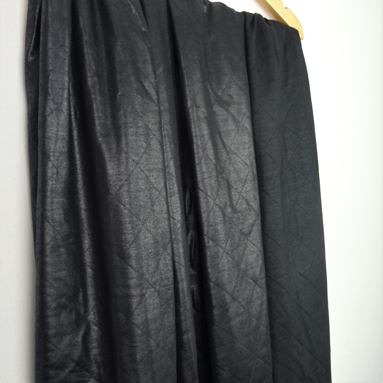 Jersey Double Noir Laqué bi face - par 10 cm