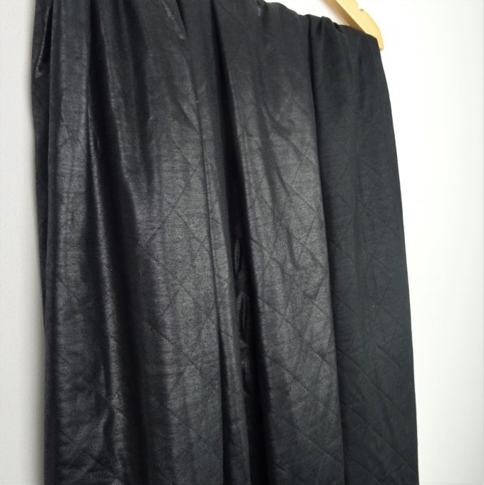 Jersey Double Noir Laqué bi face - Coupon de 2 m