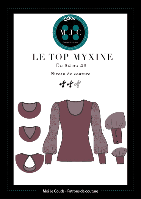 MON JOLI COFFRET " Le Top Myxine" @patronsmoijecouds - Version  Mousseline Léopard Vert d'Eau