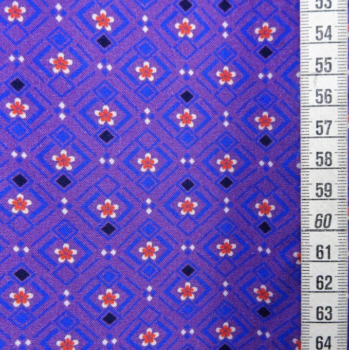 Viscose géométrique violet/Bleu - Coupon de 0.90m